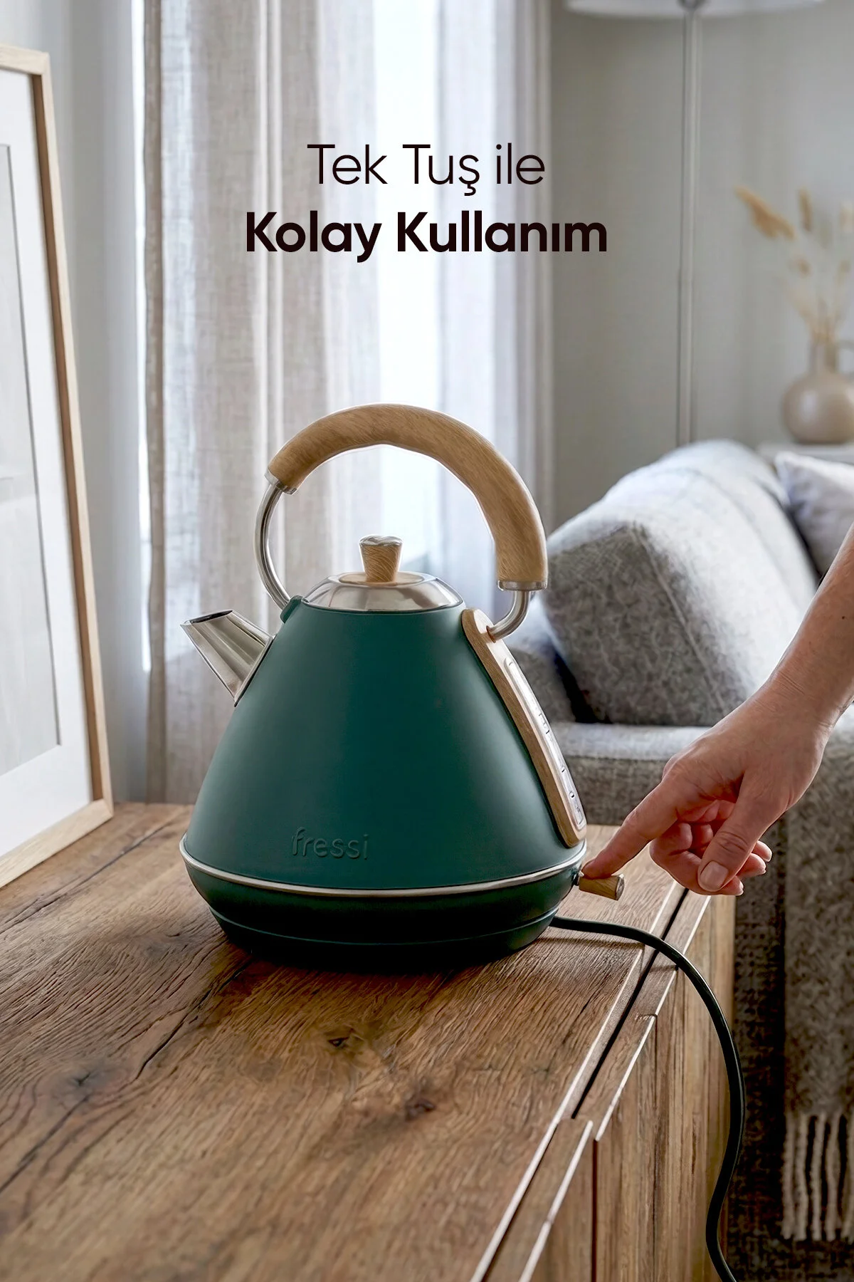 Fressi FR-KT07 Retro Mavera 1,7 L Ahşap Kulp Detaylı Kettle Su Isıtıcısı (İthalatçı Garantili)