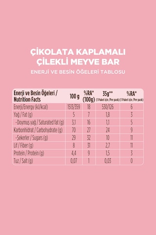 Fellas Choco - Çikolata Kaplı Çilekli Meyve Bar 35 G X 12 Adet