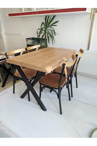 Bintaşmobilya 4 Kişilik Kütük Masa Tonet Sandalye Takımı 120X80.Cm