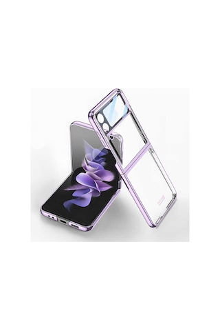 Samsung Uyumlu Galaxy Z Flip 4 Kılıf Zore Kıpta Lensli Kapak Mor