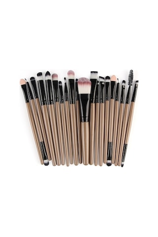 Cbtx Ahşap Saplı Makyaj Fırça Seti Kahve - Siyah 20'li