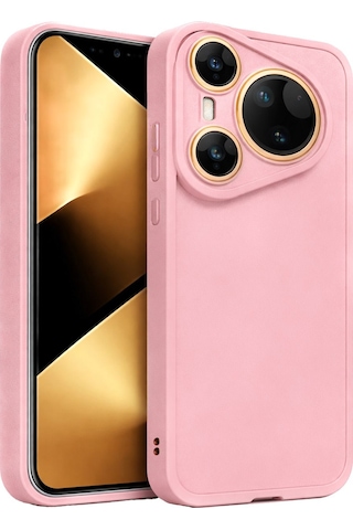 Huawei Pura 70 Uyumlu Kamera Çıkıntılı Mat Silikon Telefon Kılıfı Pembe