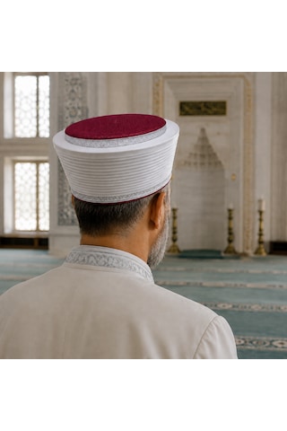 Fabrikam06 Fileli Saten Bordo Gri Bordürlü Düz İmam Sarığı S011 Bordo - Gri Bordo-gri