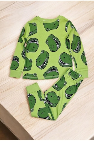 Sea Bubbles Trex Çocuk Pijama Takımı Yeşil