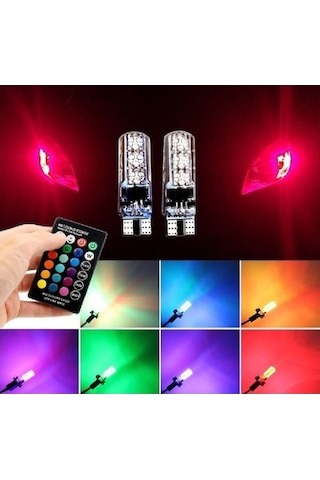 Extra Marketing Citroen Ds7 Uyumlu T10 Kumandalı Park Ampulü Rgb Çakarlı Park Modülü Kumandalı Ampül