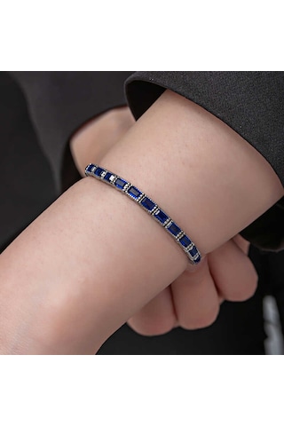 Blackcraft 925 Ayar Gümüş Mavi Taşlı Su Yolu Kadın Bileklik Bc-3593cc Renkli
