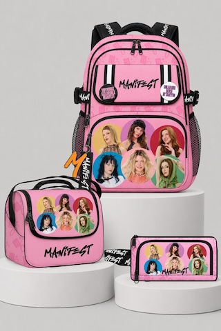 X Dekomus Lisanslı Manifest Toz Pembe Collection Okul Çantası,beslenme Çantası Ve Kalem Çantası Seti Altın