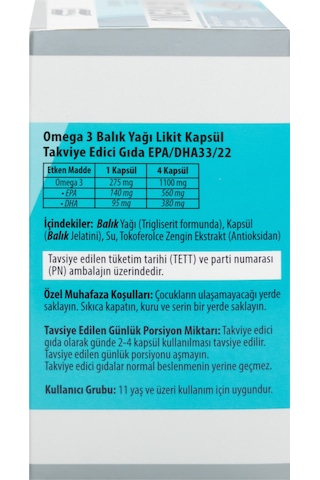 Phytodef Omega 3 Licaps 330/220 Norveç Menşeli Balık Yağı Kapsül Balık Jelatini 500 MG 60 Kapsül