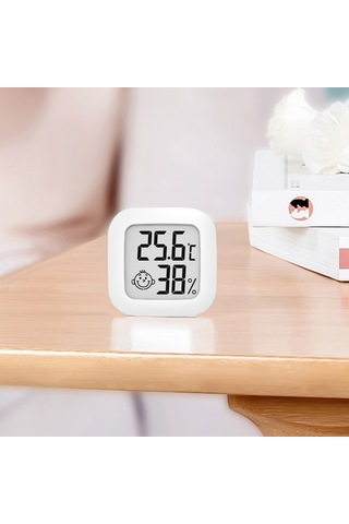 Youtek Beyaz Mini İç Mekan Sıcaklık Nem Ölçer - Ev Ofis Lcd Gerçek Zamanlı Tespit Cihazı Dahili Pil