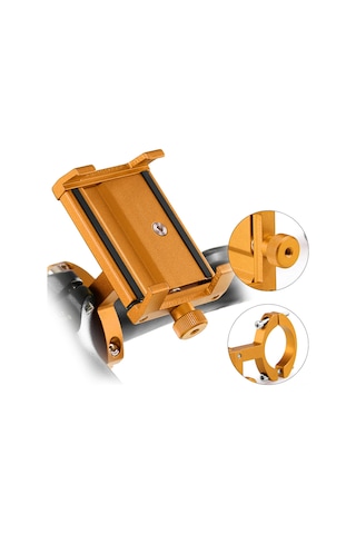 Qingmipy Alüminyum Alloy Bisiklet Telefon Tutucu, 6.2-10cm Genişlik Ayarı, Sert Yollarda Sabit Tutma, Kolye Klembi İle Evrensel Uyum, Turuncu Renk