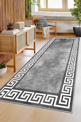 West Home Makinede Yıkanabilir Kaymaz Taban Leke Tutmaz Oval Yolluk Ev Dekorasyonu İçin Gri Kesme Yolluk