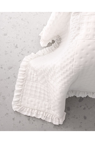 Madame Coco Medus Çift Kişilik Yatak Örtüsü - Beyaz Beyaz