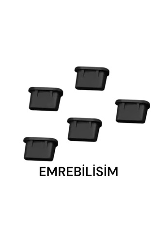 Type-c Telefonlara Uyumlu Toz Ve Kir Önleyici Şarj Soketi Koruyucu Tıpa Slikon 5 Adet Siyah