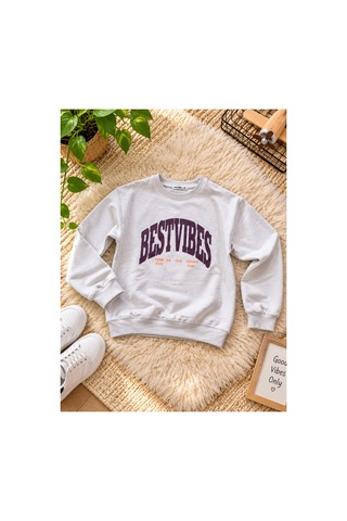 Uğur Bebe Erkek Çocuk %95 Pamuk Eşofman Takımı Mürdüm Alt Bej Sweatshirt 2 Parça Baskılı Sweatshirt Jogger Spor Günlük Kombin Bej Mürdüm Bej Mürdüm