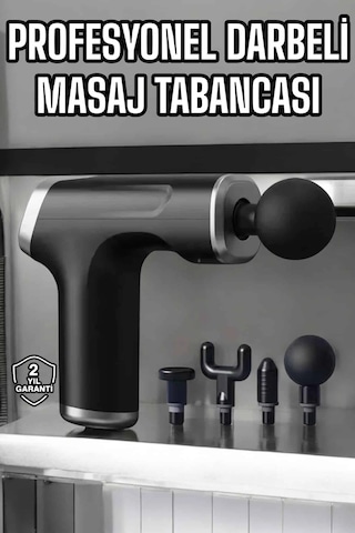 Masaj Tabancası 4 Başlıklı Kas Ve Vücut Ağrıları İçin Şarjlı Darbeli Açık Lacivert 53785677