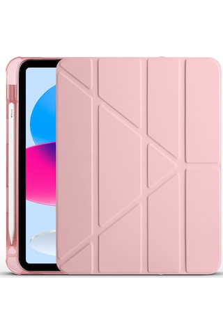 Apple Uyumlu iPad, 10.9 2022 10.nesil Kılıf Tri Folding Kalem Bölmeli Standlı Kılıf