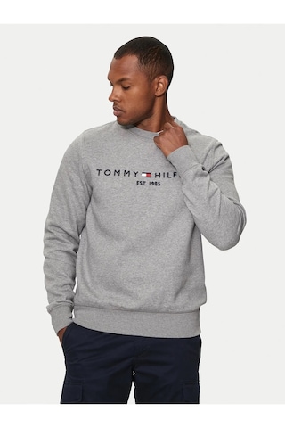 Tommy Hilfiger Erkek Sıfır Yaka Sweatshirt Gri