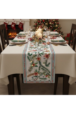 Yılbaşı Temalı Dijital Baskılı Runner Örtüsü Christmas 40x140 Cm Yılbası5