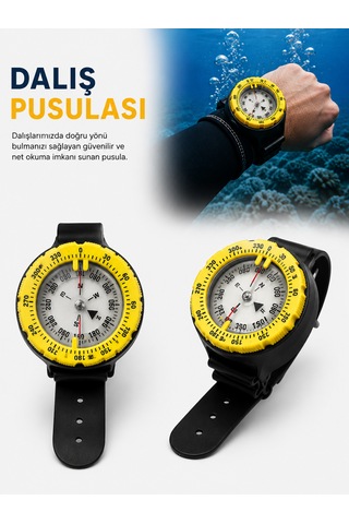 Dalış Pusulası Compass Sarı - Siyah