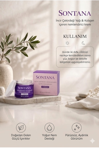 Sontana İncir Çekirdeği Yağı Ve Kolajen İçeren Nemlendirici Krem 50 ML