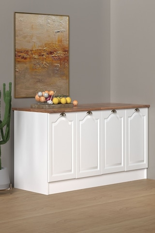 160 Cm %100 Mdf Greena White Ada Mutfak, Modern Mutfak Adası, Mutfak Yemek Masası, Bar Masası Beyaz