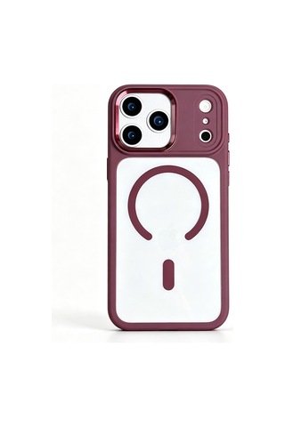 Maks Technology Apple Uyumlu iPhone 18 Pro Max Kılıf Wireless Şarj Özellikli Mkst Krom M-safe Silikon Kapak - Mürdüm