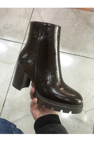 Platform Vegan Deri Kırışık Rugan Bot Metalik