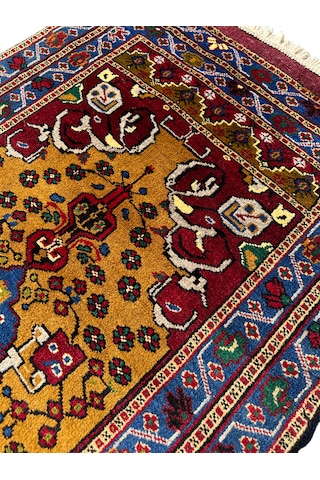 El Dokuma Sıfır Obruk Halısı 100x200 Kök Boya %100 Yün Halı Hardal