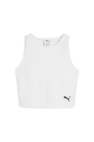 Puma Wardrobe Ess Ribbed Crop Top Kadın T-shirt Beyaz