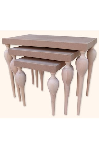 Zigon Sehpa TOMBUL Torna Kayın Ayak Model MDF tabla HAM El yapım Kutuda sevk.