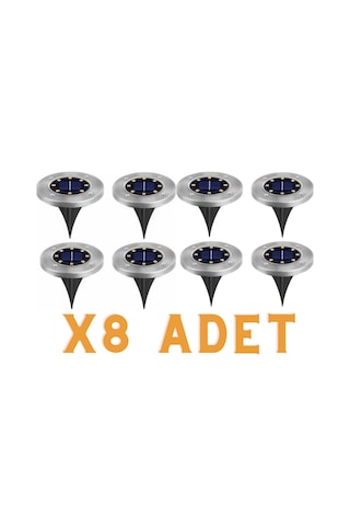 8 Adet 8 Led’Li Gömme Solar Güneş Enerjili Zemin Bahçe Aydınlatma
