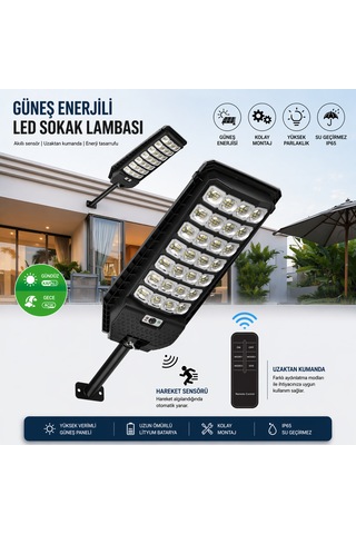 Ultra Parlak Solar Led Lamba Hareket Sensörlü Ve Enerji Tasarruflu Su Geçirmez Kolay Montaj & Uzun Ömür 1