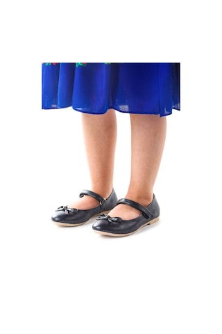 Kiko Kids Fiyonklu Cırtlı Kız Çocuk Babet Ayakkabı 201 Cilt Siyah 001
