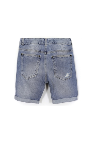 Cep Detaylı Erkek Çocuk Destroyed Yırtık Kot Şort Mavi 001-0002050 Mavi
