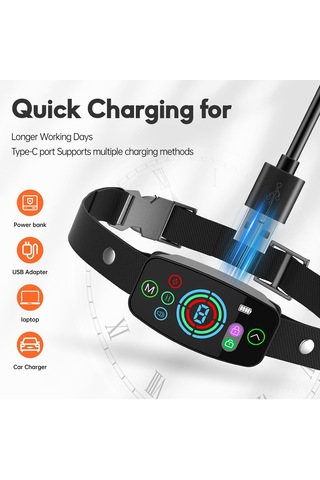 Geeroyoo Suya Dayanıklı Akıllı Köpek Eğitim Tasması: 8 Seviyeli Titreşim Ve Ses İle Havlama Kontrolü, Renkli Ekran, Tüm Köpekler İçin Uygun Siyah