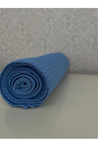 Premium %100 Pamuk Tek Kişilik Yazlık Pike, Yatak Örtüsü, Terletmez Kumaş Mavi Renk 160x240cm Mavi