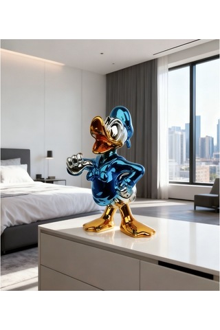 Dekoratif Duck Heykelcik Mavi 290mm 250mm 410mm