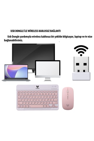 Blueforce Km-33 Wireless Bluetooth Kablosuz Klavye Mouse Set Pemb