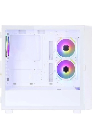 Powerboost PB-P4367BW 3 RGB Fanlı LCD Ekranlı Mid-Tower Oyuncu Bilgisayar Kasası Beyaz