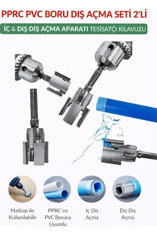 Senbang Pprc Pvc Boru Diş Açma Seti 2 Li İç & Dış Diş Açma Aparatı Tesisatçı Kılavuzu