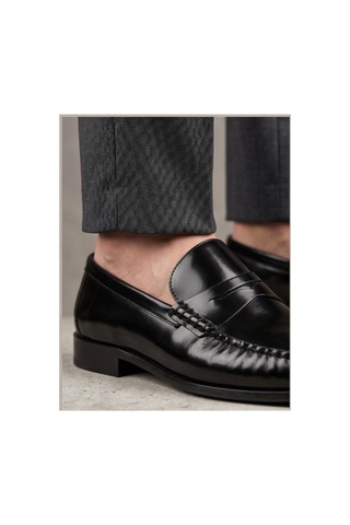 Crc Ayakkabı %100 Hakiki Deri Rugan Erkek Loafer - El İşçiliği Premium Klasik Ayakkabı - Burgundy Patent Siyah