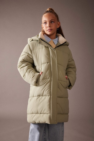 Defacto Kız Çocuk Su İtici Kapüşonlu Uzun Kaban A0891A823AUKH271 Haki