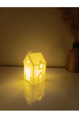 Kış Evi Mumluk Noel Yılbaşı Süsü Dekoratif Biblo Tealight Mumluk Seti Mum Dahildir