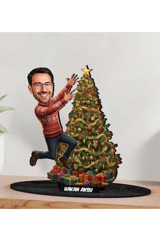Bk Gift Kişiye Özel Erkek Yılbaşı Tasarımlı Karikatür Biblo -1, Yılbaşı Hediyesi, Yeni Yıl Hediyesi Kobitmeyencom35610 Bk Gift