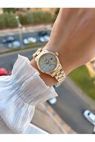 Coliseum Çelik Kordon Takvimli Kadran Özel Tasarım Vintage Seri Kadın Kol Saati+bileklik Ps.8341.m4 Sarı