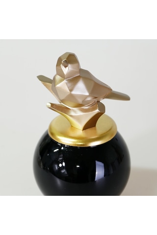 Kuşlu Cam Küp Siyah Vizon