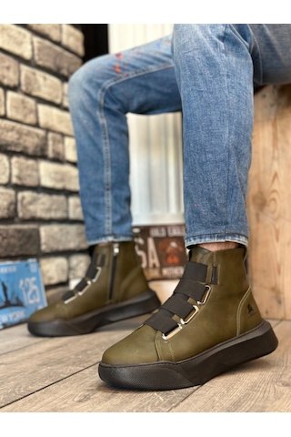 Ba0142 Bantlı Erkek Yüksek Taban Haki Spor Bot Haki