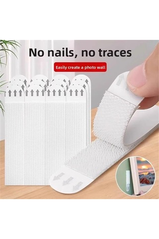 Yifomall 36 Çift 19x92mm Nylon Duvar Stickerı - Yokuşsuz Rakamcı, Bıçak Olmayan, Güçlü Yapışkan, Taşınabilir Magic Tape Örgü + Saç Yüzü Beyaz