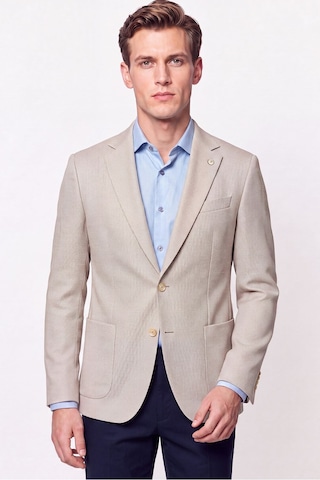 Comfort Fit Torba Cep Esnek Pamuklu Bej Blazer Ceket C 740