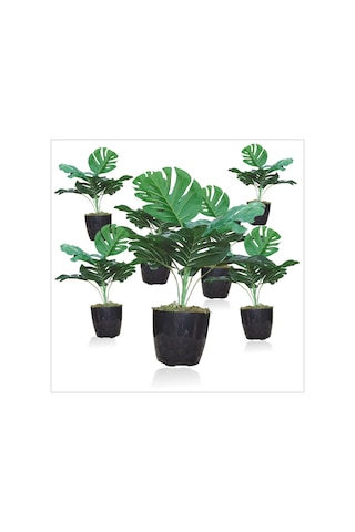 Uzun Çimli Saksılı Yapay Monstera Deliciosa Deve Tabanı Bitkisi